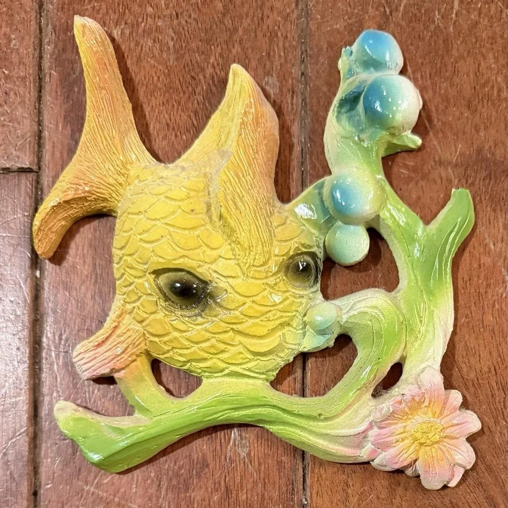VTG 1960s 60s MCM Anthropomorphic Goldfish Fish Bubbles Wall Decor Plaques